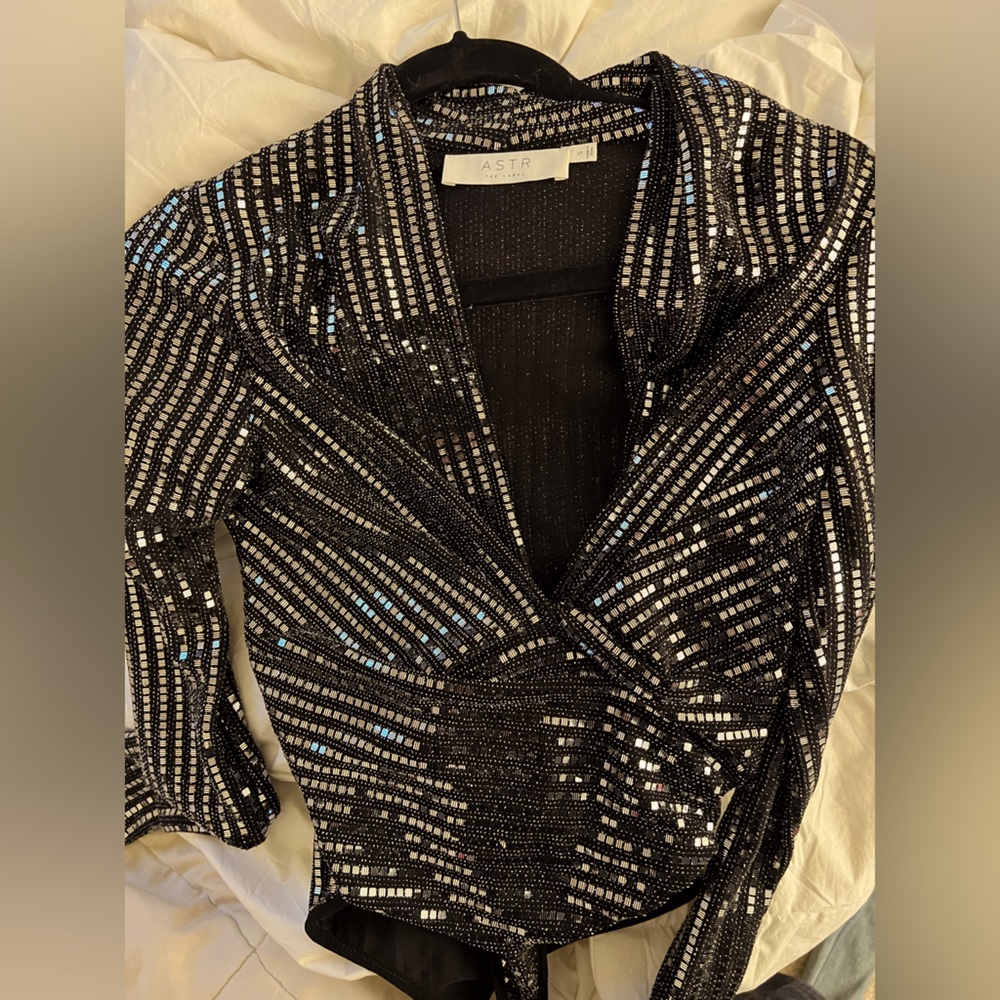 ASTR Silver Metallic Bodysuit